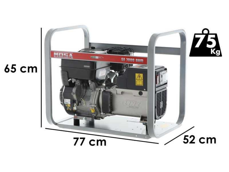 MOSA GE 7000 BBM AVR - Generador de corriente a gasolina con AVR 6 kW - Continua 5 kW Monof&aacute;sica