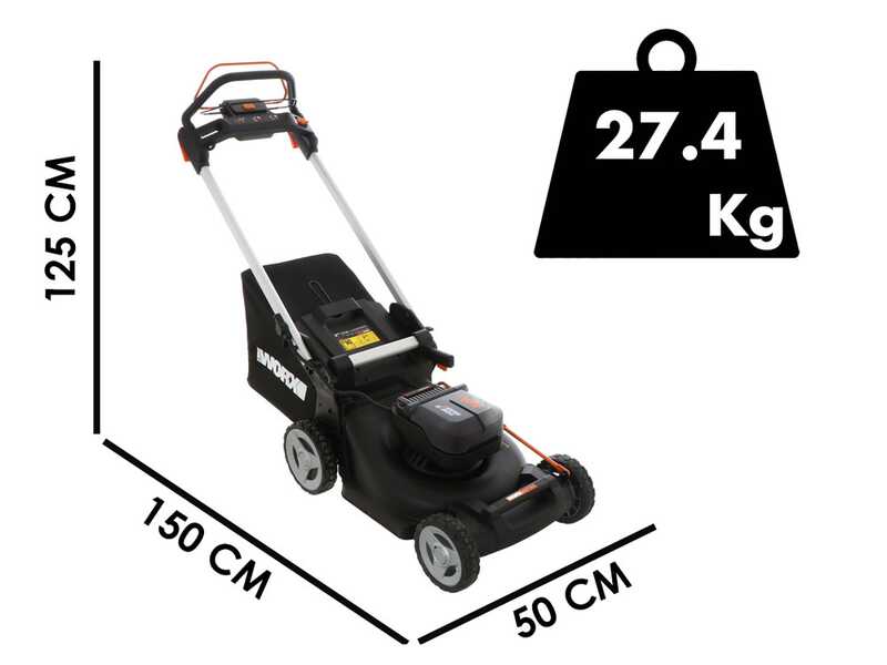 Worx Nitro WG749E - Cortac&eacute;sped autopropulsado de bater&iacute;a 2x20V/4Ah + gratis: 2x20V/4Ah - Corte de 46 cm