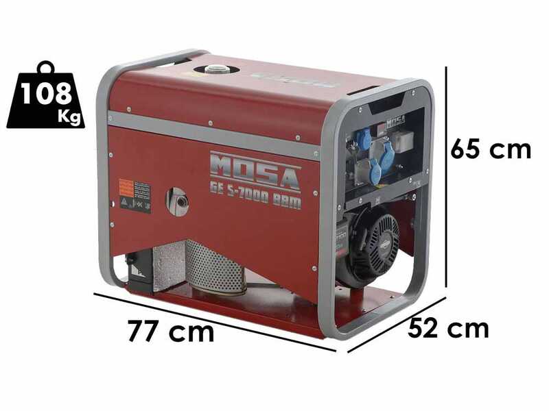 MOSA GE S-7000 BBM AVR EAS - Generador de corriente a gasolina con AVR y arranque el&eacute;ctrico 6.5 kW - Continua 5.4 kW Monof&aacute;sica - Motor B&amp;S XR2100
