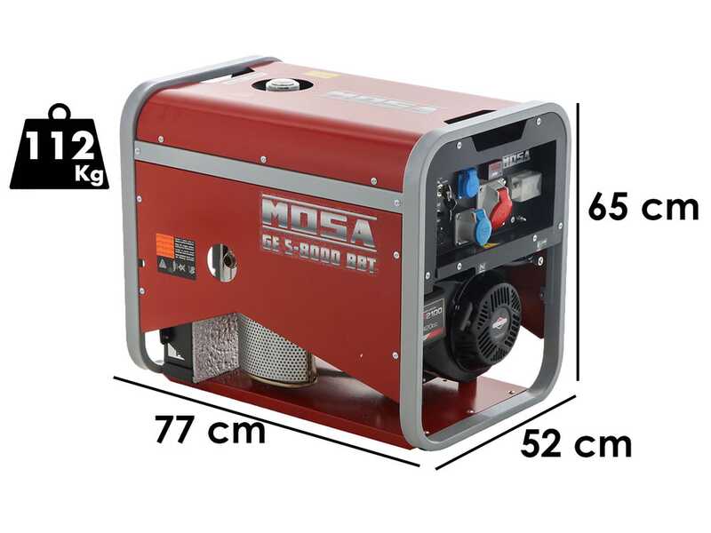 MOSA GE S-8000 BBT AVR EAS - Generador de corrienta a gasolina con arranque el&eacute;ctrico 6.4 kW - Continua 5.6 kW Trif&aacute;sica - Motor B&amp;S XR2100