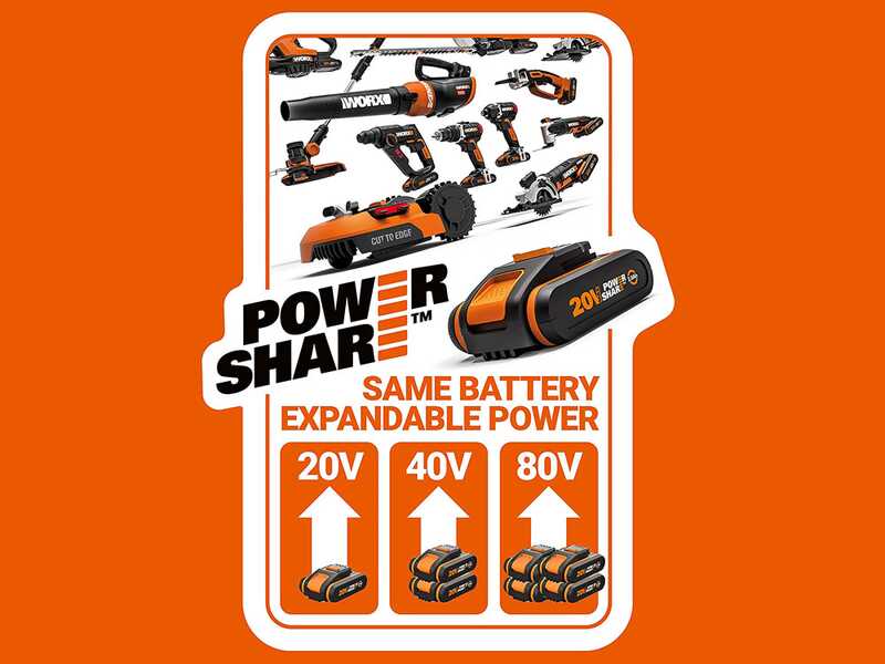 Worx WG385E Nitro - Electrosierra de bater&iacute;a 2x40V/4Ah + 2x40V/4Ah gratis - Espada de 40 cm