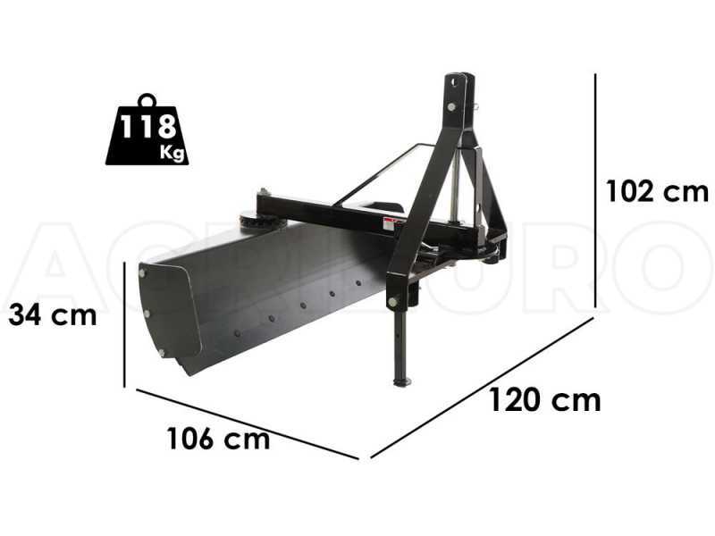 Cuchilla niveladora para tractor Blackstone B-GB 120 de rotaci&oacute;n sencilla 360&deg; y brazo orientable