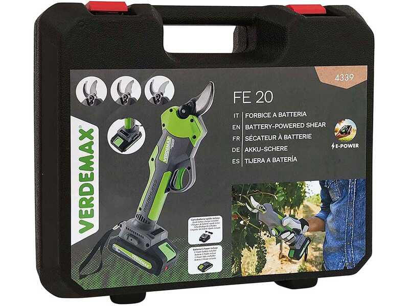 Tijeras el&eacute;ctricas de bater&iacute;a Verdemax FE20 - bater&iacute;a de 20 V 2 Ah - &Oslash; 30mm