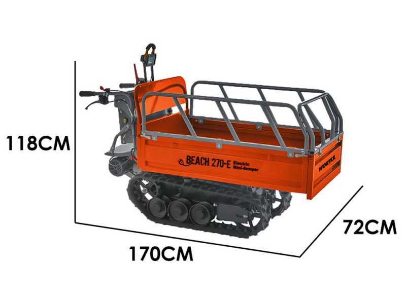 Motocarretilla el&eacute;ctrica de bater&iacute;a Wortex Beach 270E - Caj&oacute;n extensible manual 450 Kg