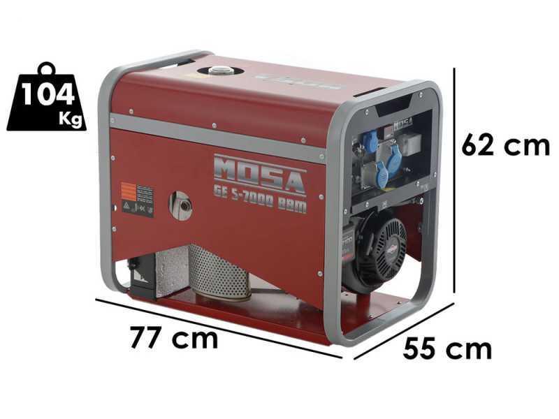 MOSA GE S-7000 BBM AVR EAS - Generador de corriente a gasolina con AVR 6.5 kw - Continua 5.4 kW monof&aacute;sica + ATS