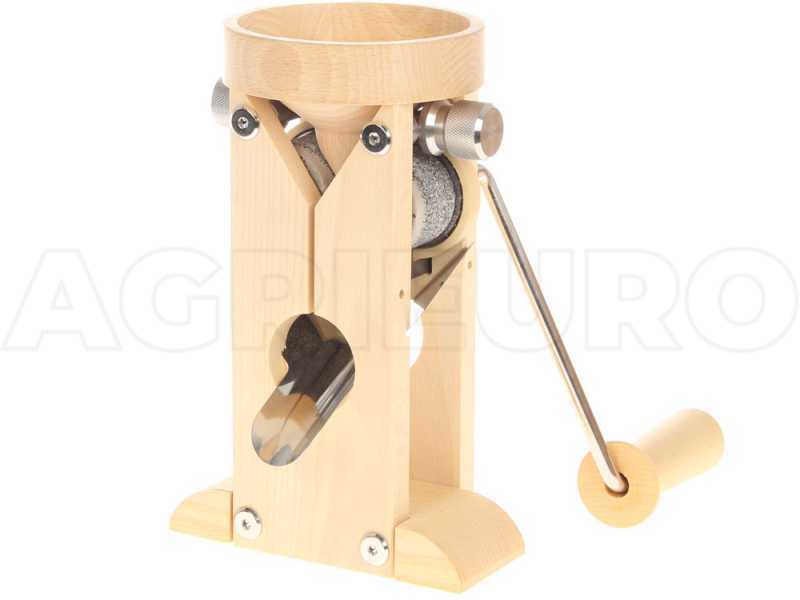 Schnitzer Campo 150g - Molino para copos manual de mesa en haya con rodillos en piedra