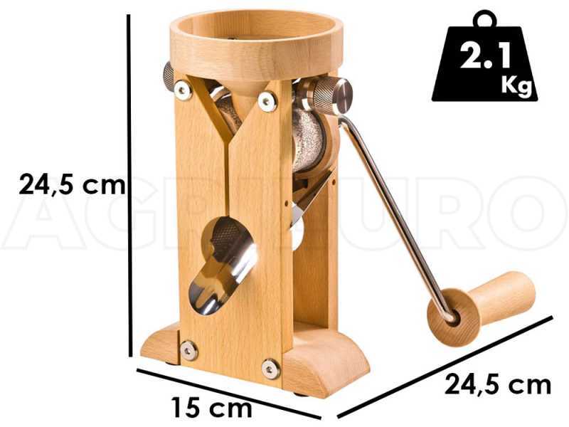 Schnitzer Campo 150g - Molino para copos manual de mesa en haya con rodillos en piedra