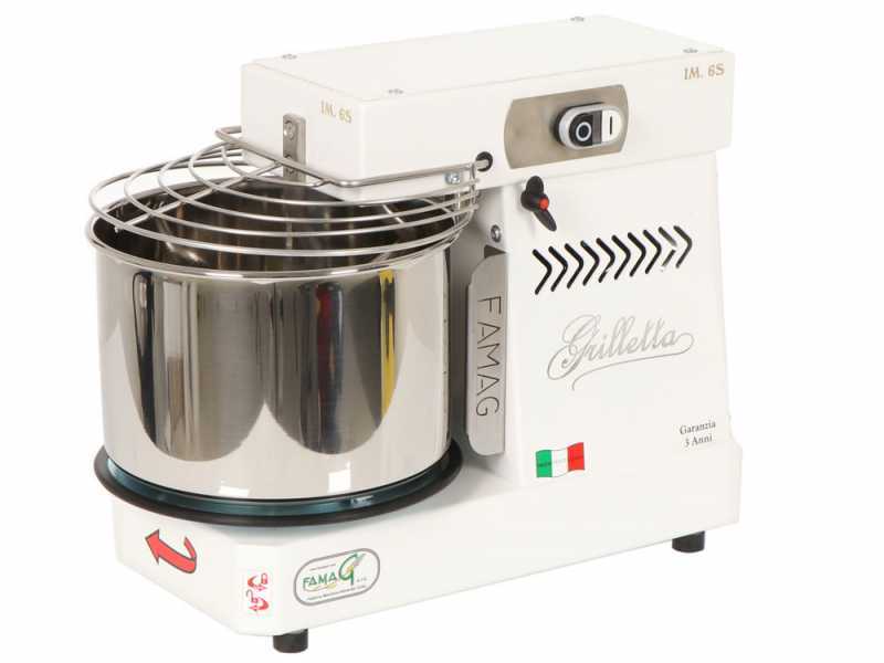 Famag Grilletta IM 6S/230 1 Velocidad - Amasadora de espiral 6 kg con cabezal abatible 