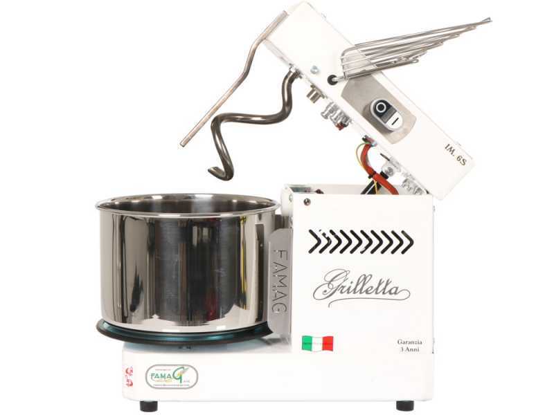 Famag Grilletta IM 6S/230 1 Velocidad - Amasadora de espiral 6 kg con cabezal abatible 