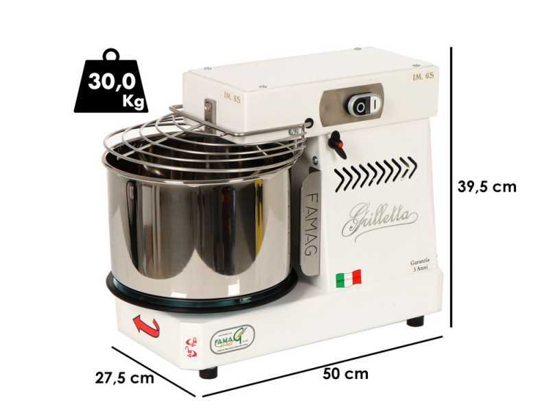 Famag Grilletta IM 6S/230 10 velocidades - Amasadora de espiral 6 kg con cabezal abatible