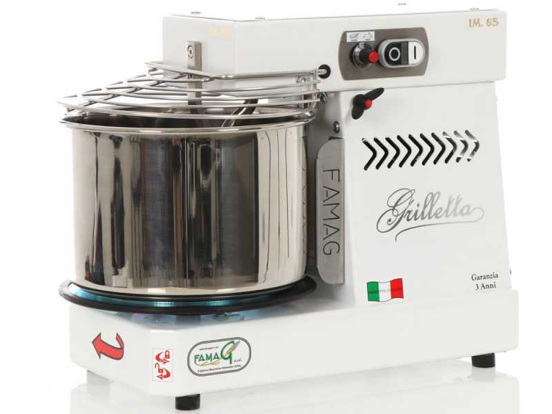 Famag Grilletta IM 6S/230 10 velocidades - Amasadora de espiral 6 kg con cabezal abatible