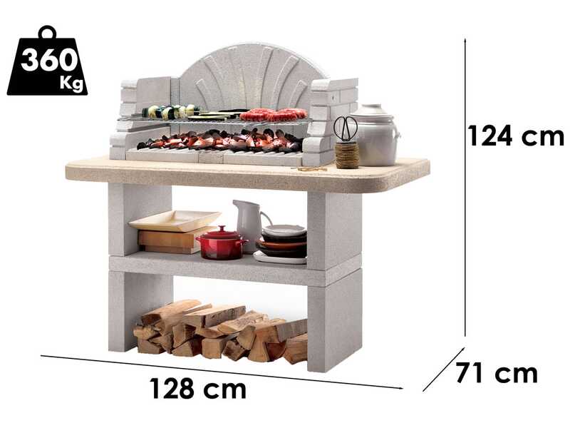 Palazzetti St. Tropez - Barbacoa de cemento para le&ntilde;a y carb&oacute;n