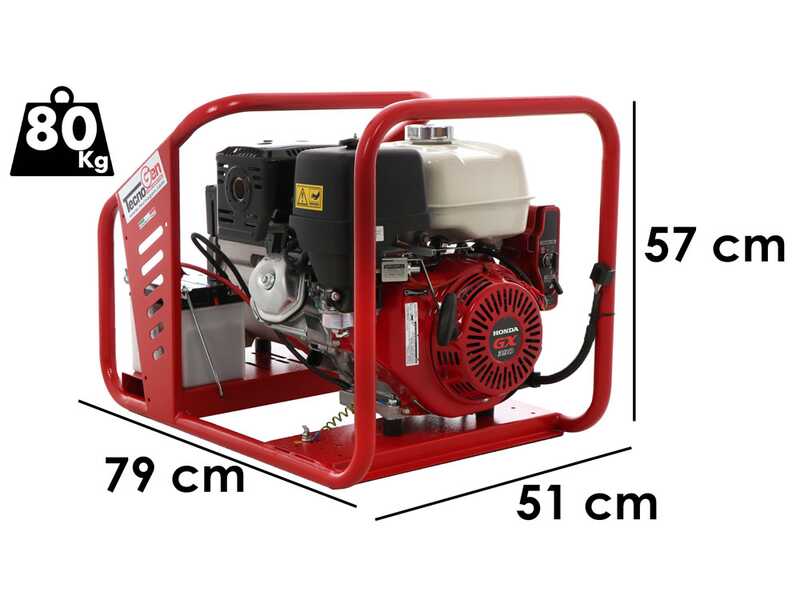 TecnoGen H8000 E/A - Generador de corriente a gasolina 5.8 kW - Continua 5.2 kW Monof&aacute;sica + ATS