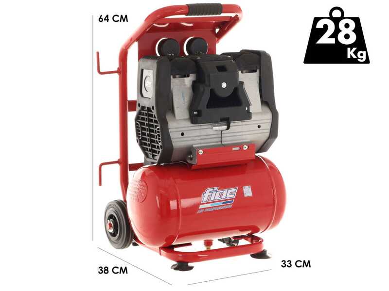 FIAC Magnum XS258 - Compresor de aire el&eacute;ctrico monof&aacute;sico silencioso, sin aceite - Motor 2 HP - 10 L