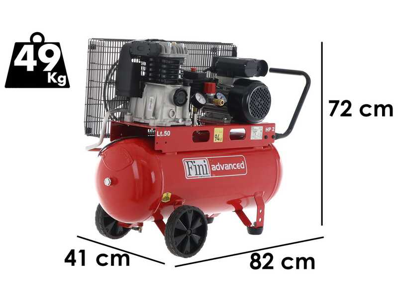 Fini Advanced MK 102-50-2M - Compresor de aire el&eacute;ctrico monof&aacute;sico de correa - Motor 2 HP - 50 L