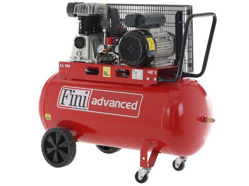 Fini Advanced MK 103-100-3M - Compresor de aire el&eacute;ctrico monof&aacute;sico de correa - Motor 3 HP - 100 L