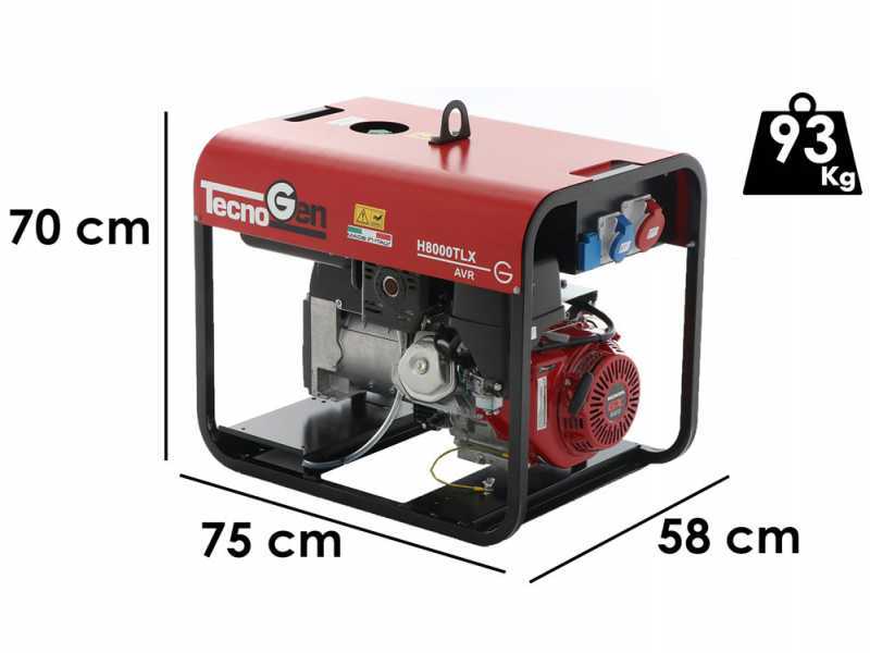 TecnoGen H8000TLX - Generador de corriente a gasolina 6 kW - Continua 5.4 kW Trif&aacute;sico