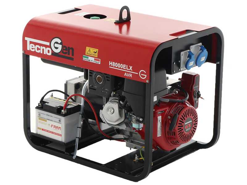 TecnoGen H8000ELX - Generador de corriente a gasolina con arranque el&eacute;ctrico 5.8 kW - Continua 5.2 kW Monof&aacute;sica