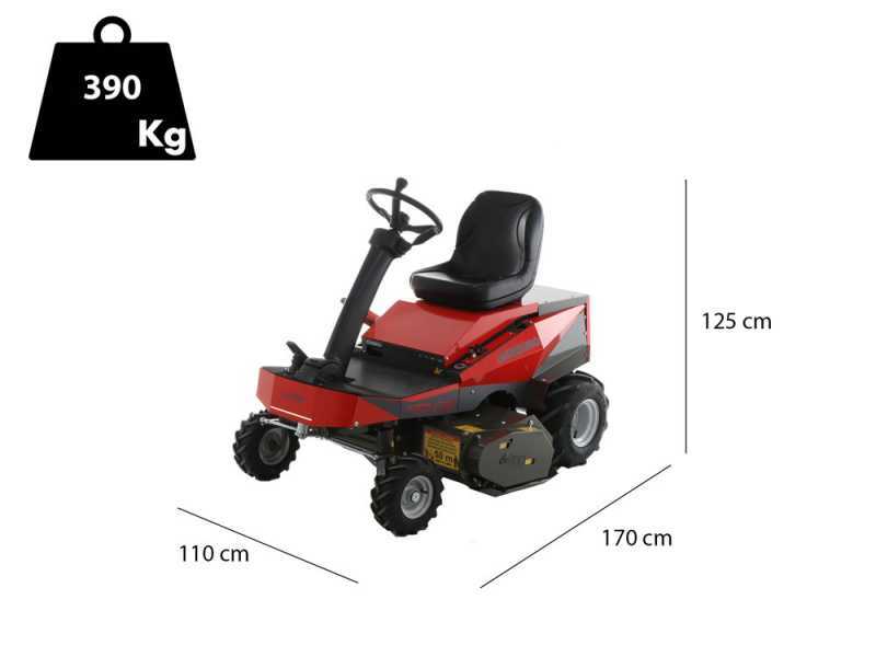 Tractor cortac&eacute;sped desbrozador el&eacute;ctrico CaRINO - Motor de bater&iacute;a 48V/200 Ah - Ancho de corte 110 cm
