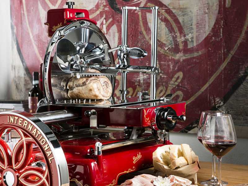 BERKEL B114 - Cortadora de fiambre de volante - Cuchilla de acero al cromo de 320 mm - Roja