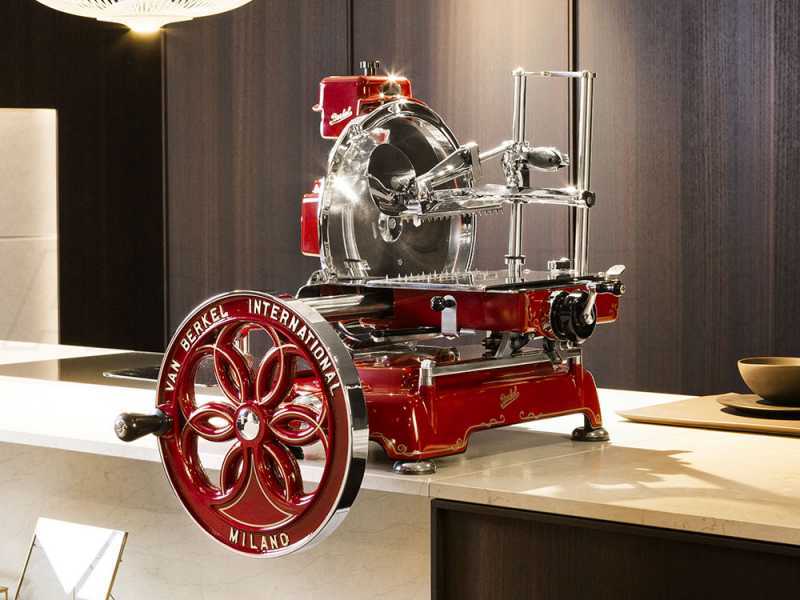BERKEL B114 - Cortadora de fiambre de volante - Cuchilla de acero al cromo de 320 mm - Roja