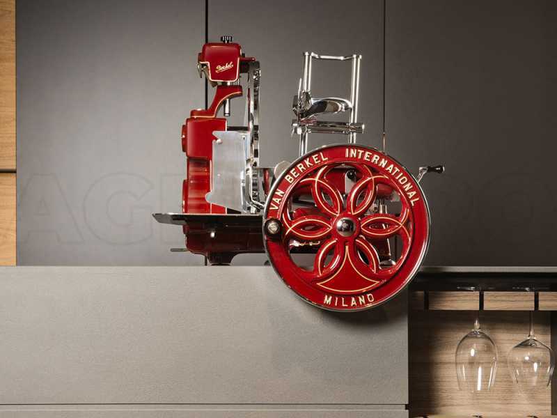 BERKEL B114 - Cortadora de fiambre de volante - Cuchilla de acero al cromo de 320 mm - Roja
