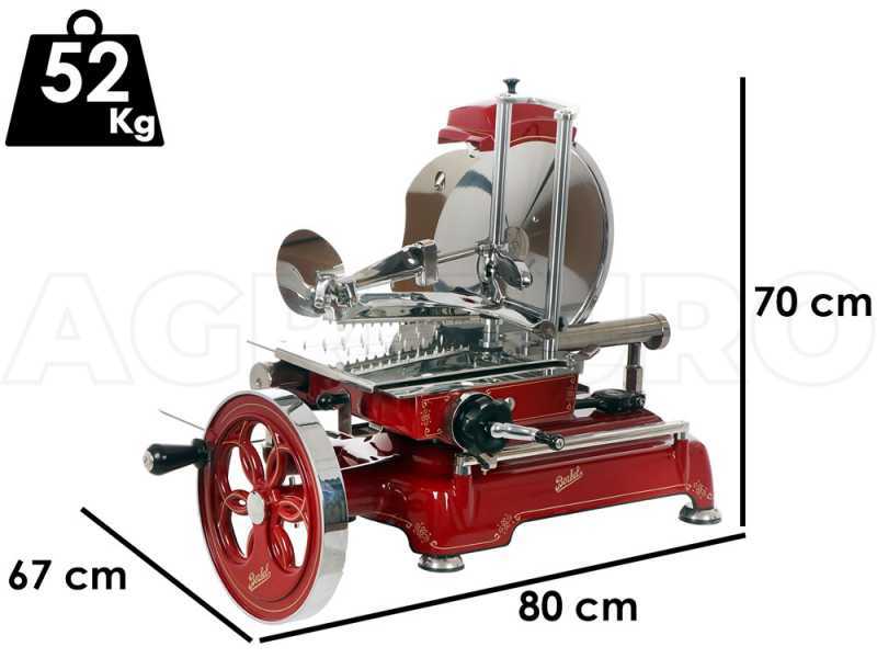 BERKEL TRIBUTE Roja - Cortadora de fiambre de volante - Cuchilla de acero cromado de 300 mm