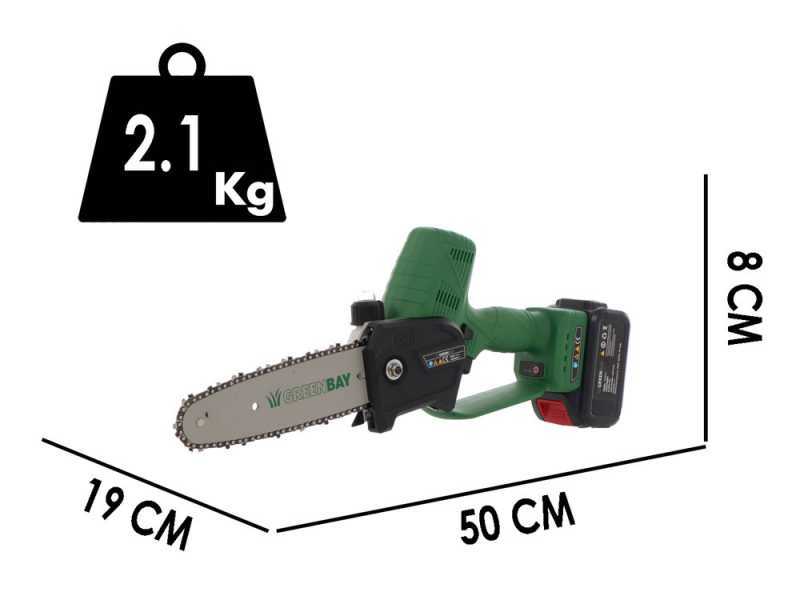 GreenBay TopSaw 8 - Podadora de bater&iacute;a - 2 bater&iacute;as de 21 V - 4 Ah