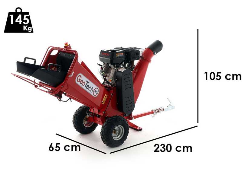 GeoTech PRO PCS 90 L - Biotrituradora de gasolina profesional - Motor Loncin G270F