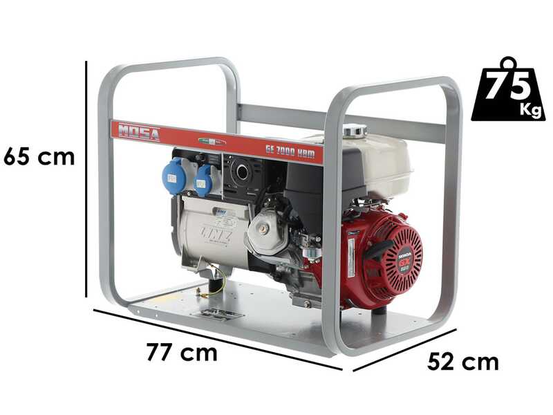 MOSA GE 7000 HBM - Generador de corriente a gasolina con placa AVR 6 kW - Continua 5 kW Monof&aacute;sica