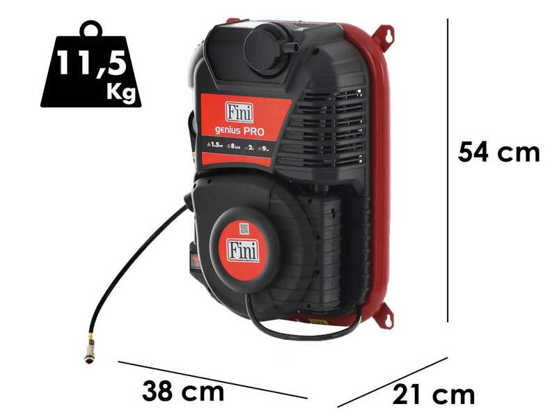 Fini Genius Pro 230/50 - Compresor monof&aacute;sico de pared, sin aceite - Motor 1.5 HP 