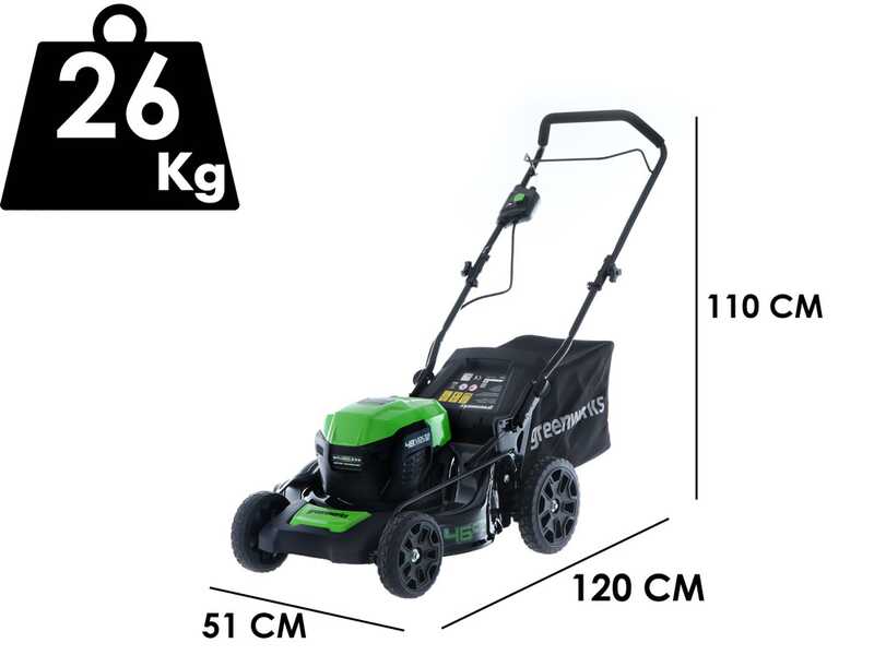 Cortac&eacute;sped el&eacute;ctrico de bater&iacute;a Greenworks GD48LM46 48 V - 46 cm - Bater&iacute;a 4 Ah