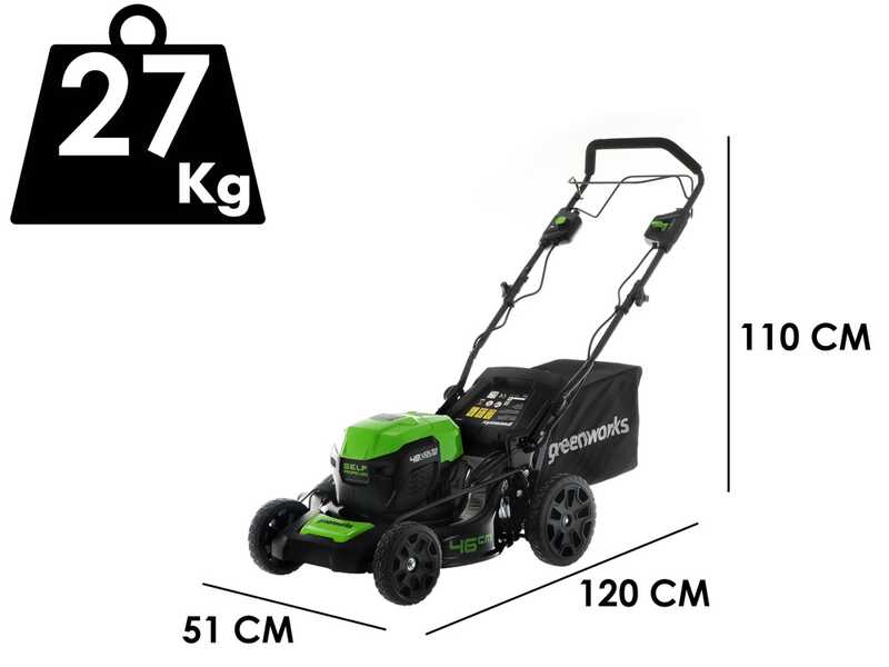 Cortac&eacute;sped autopropulsado de bater&iacute;a Greenworks  GD48LM46SP 48 V - 46 cm