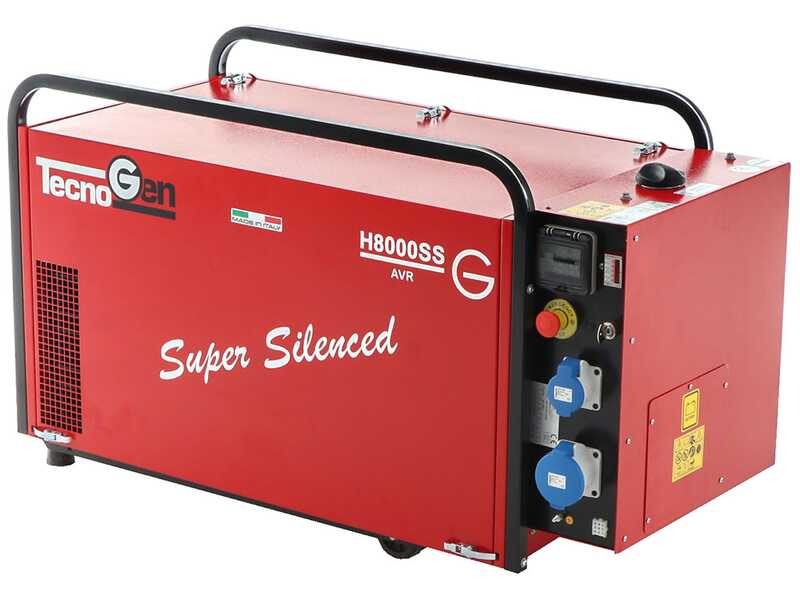 TecnoGen H8000SS - Generador de corriente silencioso de gasolina 5.8 kW - Continua 5.2 kW Monof&aacute;sica