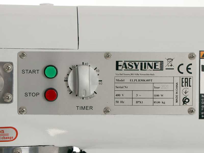FIMAR EASYLINE B30K - Amasadora planetaria profesional -Trif&aacute;sica - Cuba INOX de 30 litros