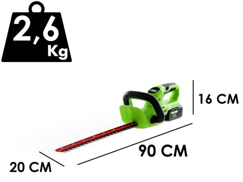 Cortasetos a bater&iacute;a Greenworks G24HT56 24 V - cuchilla de 56 cm - Bater&iacute;a 4 Ah 24 V