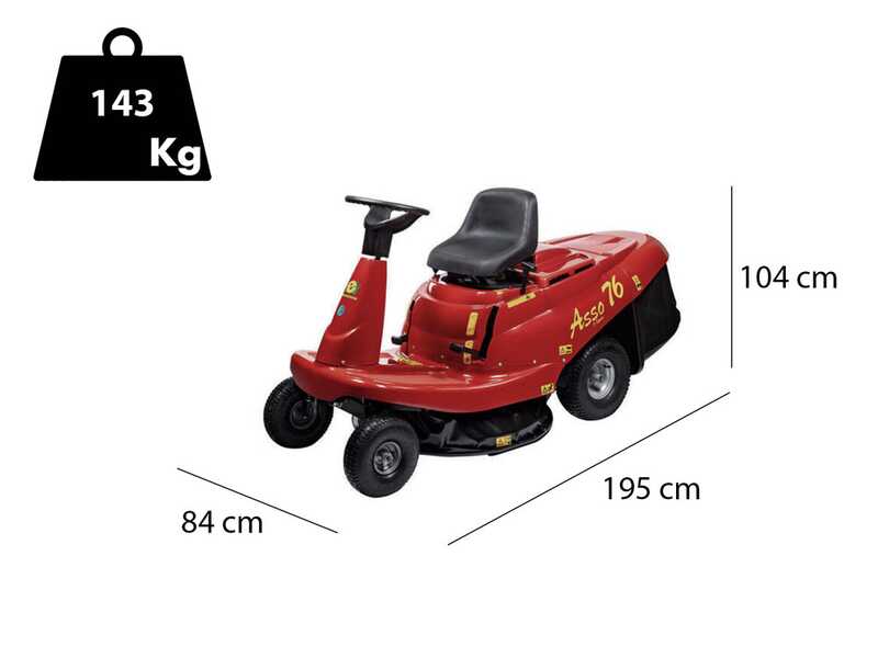 Eurosystems ASSO 76 Mini rider - Minirider cortac&eacute;sped - Cambio mec&aacute;nico de marchas - Ancho de corte 76 cm