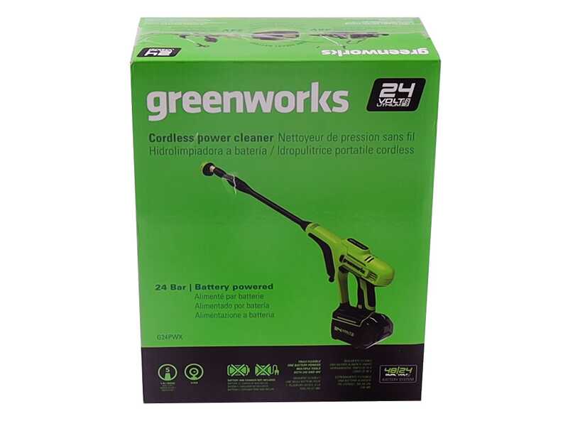 Pistola hidrolimpiadora de bater&iacute;a Greenworks G24PWX - 24 V - SIN BATER&Iacute;AS NI CARGADOR