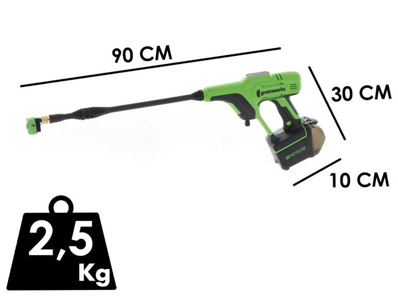 Pistola hidrolimpiadora de bater&iacute;a Greenworks G24PWX - 24 V - SIN BATER&Iacute;AS NI CARGADOR