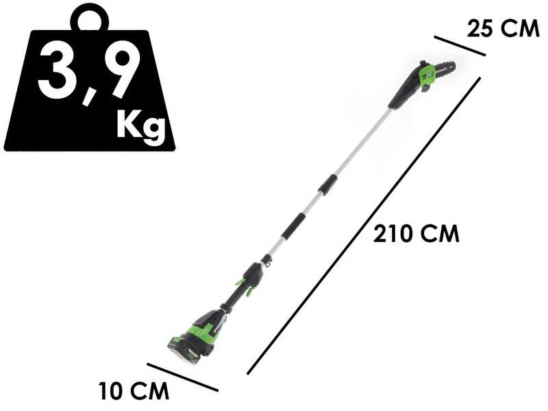 Podadora de bater&iacute;a con p&eacute;rtiga y barra alargadora Greenworks G48PS 48 V - Bater&iacute;a 2 Ah