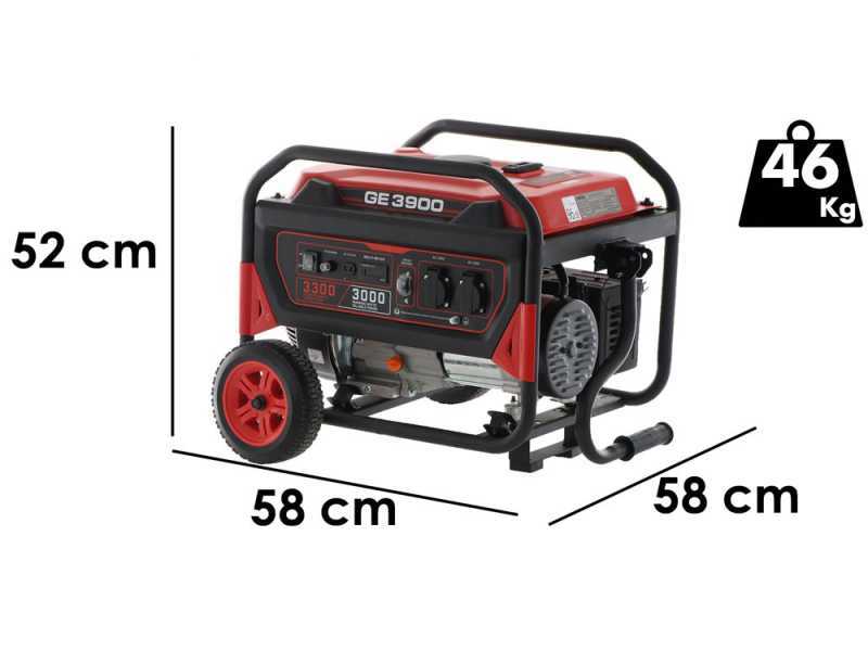 Mosa GE 3900 - Generador de corriente a gasolina con ruedas 3.3 kW - Continua 3 kW Monof&aacute;sica