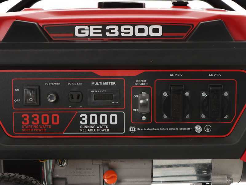 Mosa GE 3900 - Generador de corriente a gasolina con ruedas 3.3 kW - Continua 3 kW Monof&aacute;sica