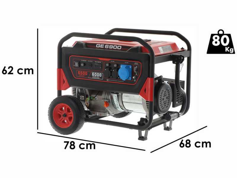 Generador de corriente 6 KW monof&aacute;sico Mosa GE 6900 de ruedas - Motor de 4 tiempos de gasolina