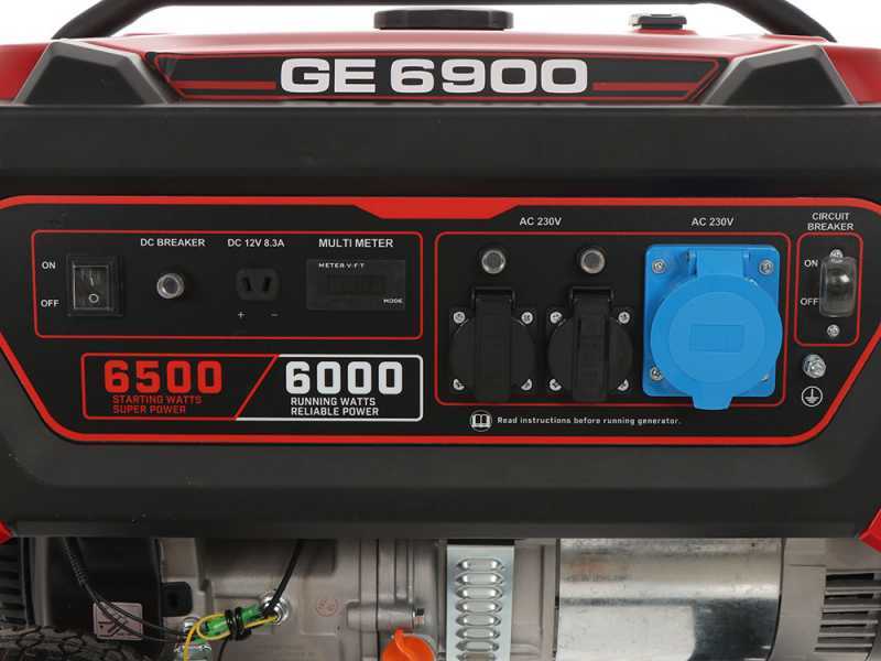 Mosa GE 6900 - Generador de corriente a gasolina con ruedas 6.5 kW - Continua 6 kW Monoflasica