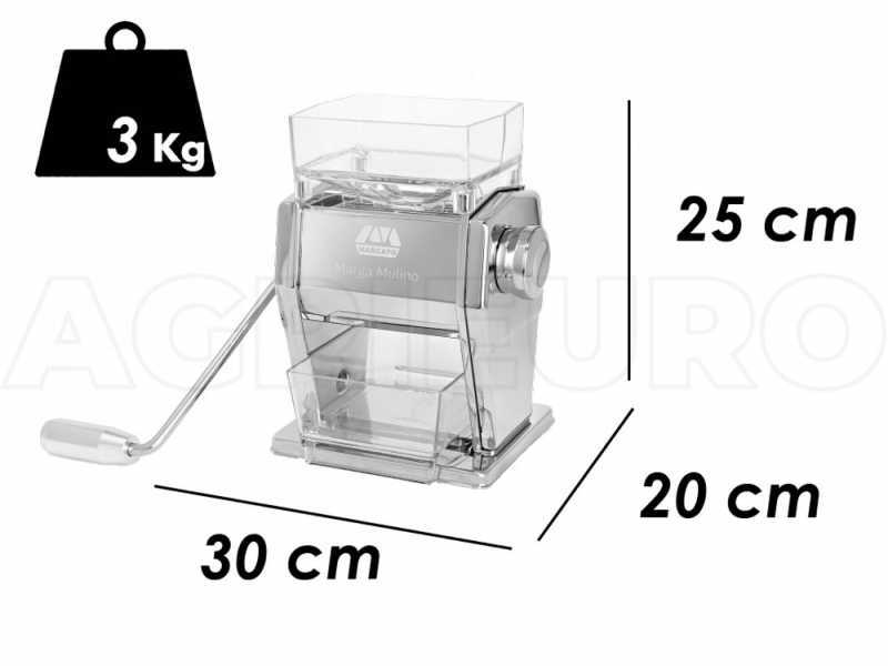 Marcato Marga 180g - Molino para harina y cereales manual con rodillos de acero inoxidable