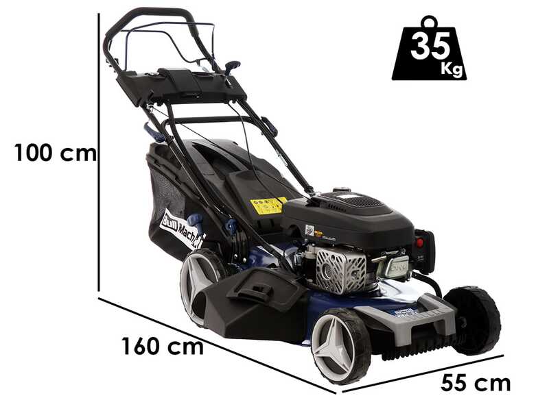 Cortac&eacute;sped autopropulsado BullMach ACHILLE 51 E arranque el&eacute;ctrico - 4 en 1 - Motor 224 cc