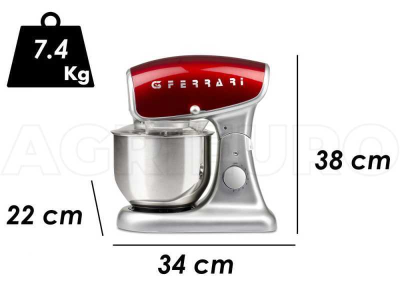 G3 FERRARI Pastaio DELUXE Roja -Amasadora planetaria - 1200 Vatios