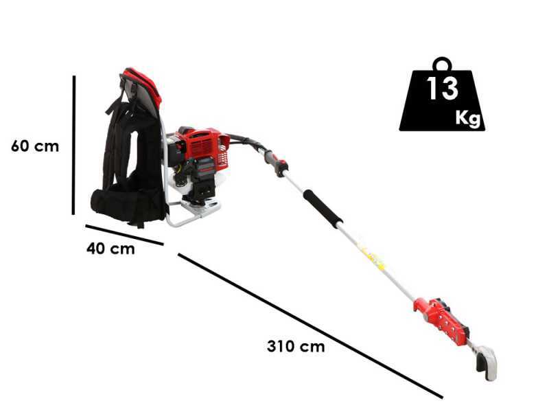 Blue Bird TJ 53 E - Vibrador con gancho de mezcla cm 180 motor de mochila Kawasaki TJ 53 - Vibrador