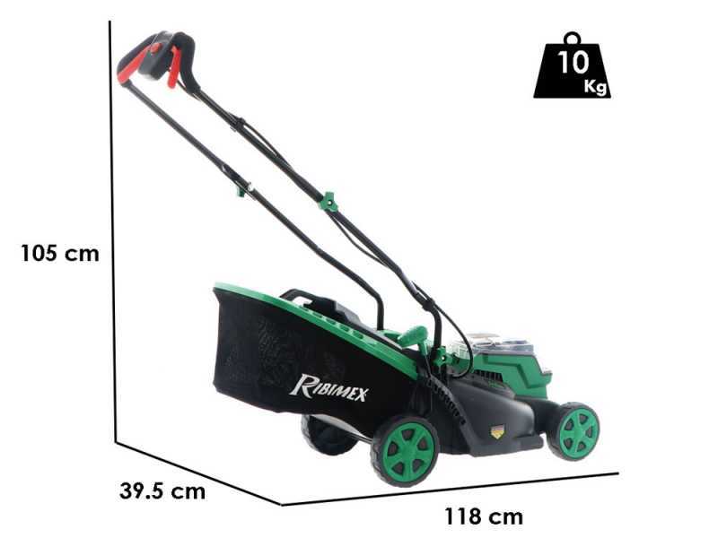 Cortac&eacute;sped de empuje de bater&iacute;a RIBIMEX PRBAT20-TON33 - 2x Bater&iacute;a de 20V 4Ah - Ancho de corte 34 cm