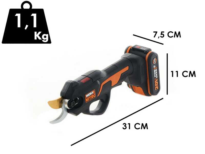 Worx NITRO WG330E 20V - Tijeras de poda el&eacute;ctricas - 20V/2Ah